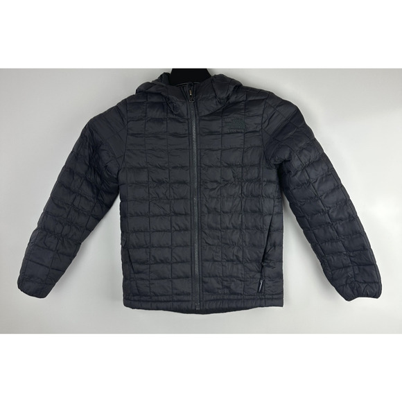 The North Face Boys ThermoBall Hooded Jacket Small 7/8 Full Zip Puffer *Flawed - Picture 2 of 14